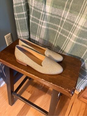Jack Rogers Gold Glitter Slip-On Loafers